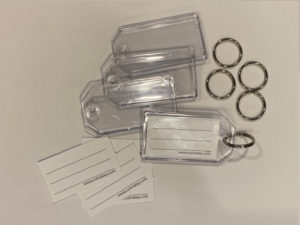 Lucite Clear Cobra Key Tags